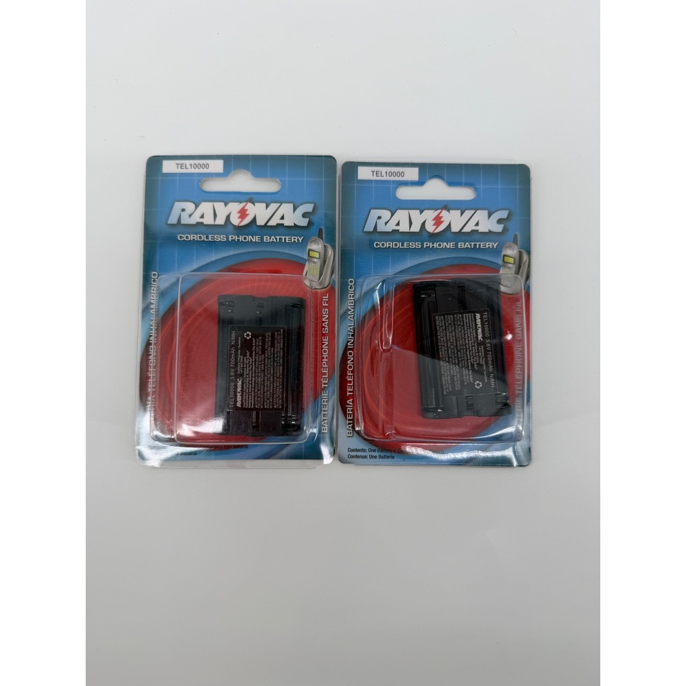 Rayovac TEL10000 Cordless Phone Battery 3.6V 700mAh NiMH Rechargeable 2 Pack